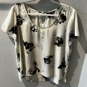 Express Black and Cream Floral Tee